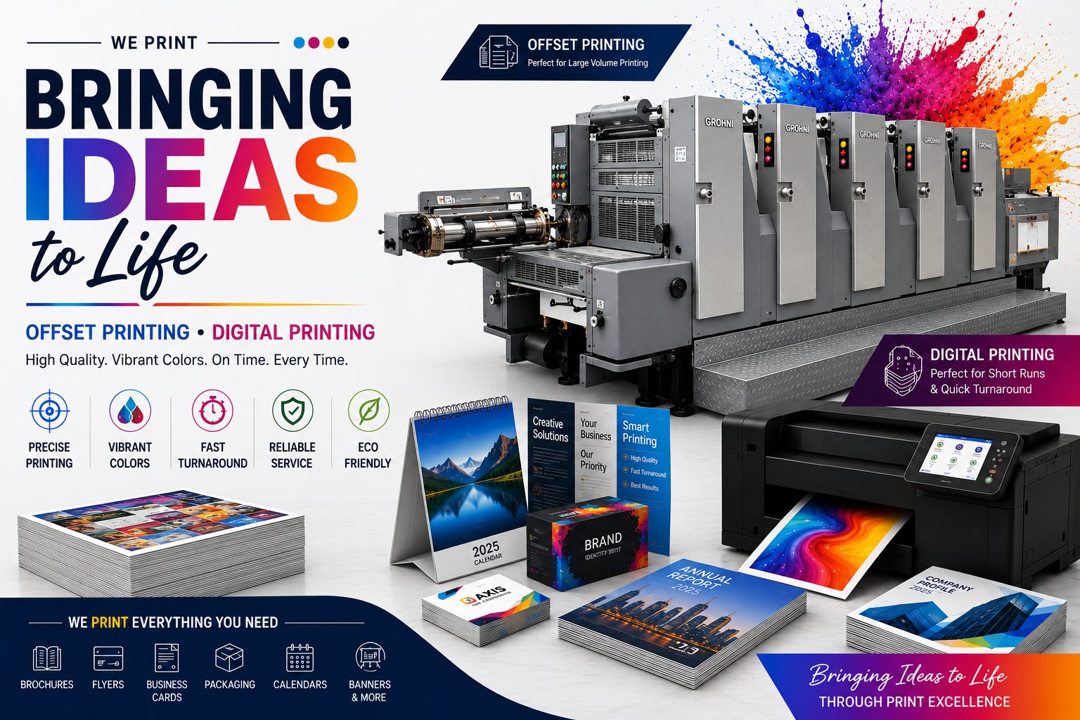 Large format printer producing colorful prints